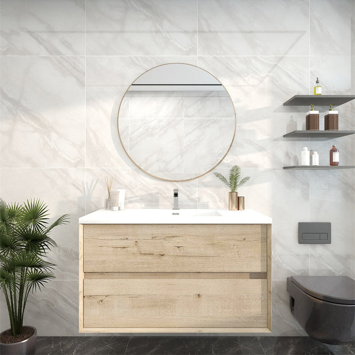 42" Pacifica Floating Vanity in Light Oak