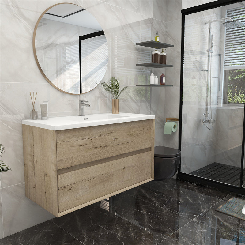 42" Pacifica Floating Vanity in Light Oak