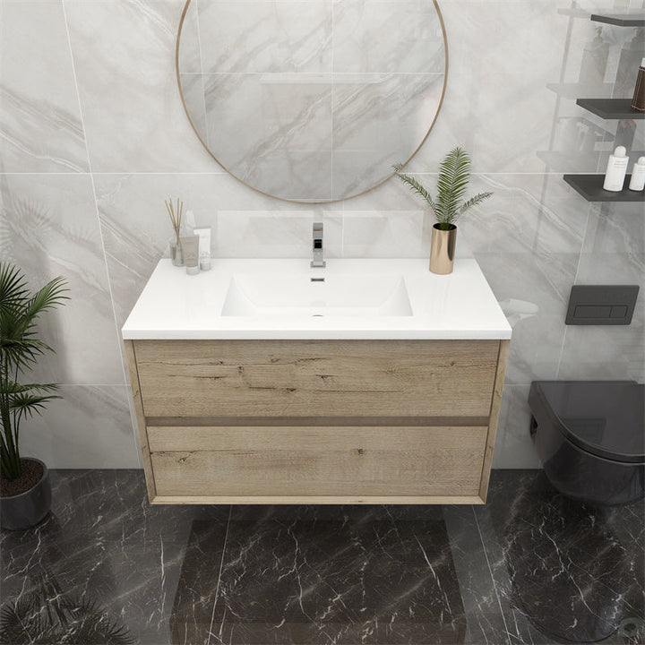 42" Pacifica Floating Vanity in Light Oak