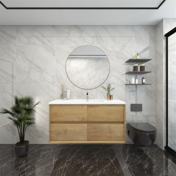 Pacifica Floating Vanity in White Oak (24-84 inches)