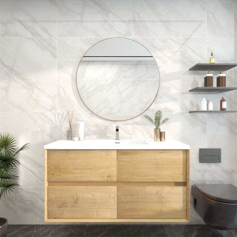Pacifica Floating Vanity in White Oak (24-84 inches)