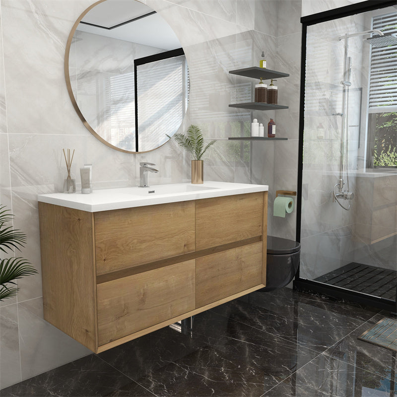 Pacifica Floating Vanity in White Oak (24-84 inches)