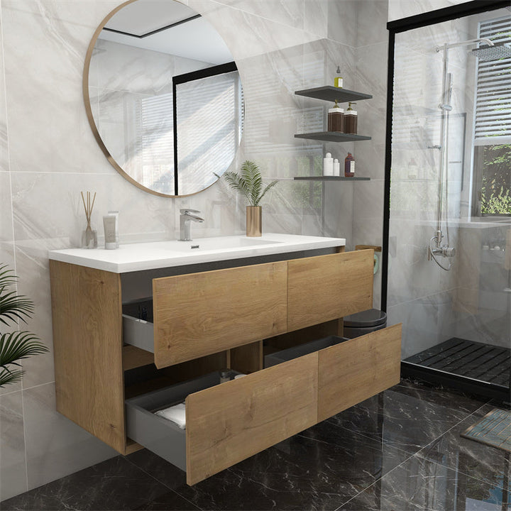 Pacifica Floating Vanity in White Oak (24-84 inches)