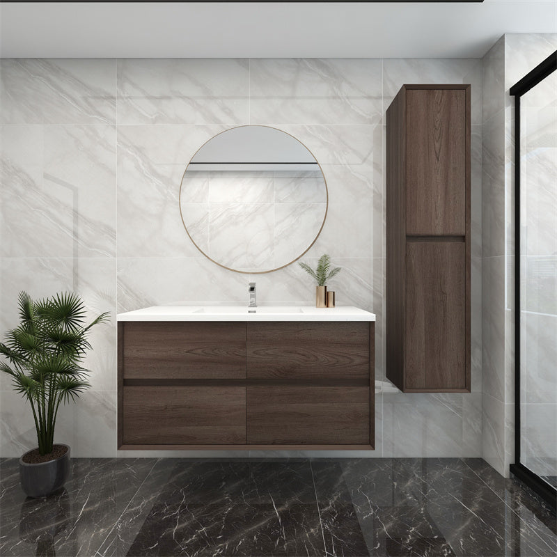 Pacifica Floating Vanity in Red Oak (24-84 inches)