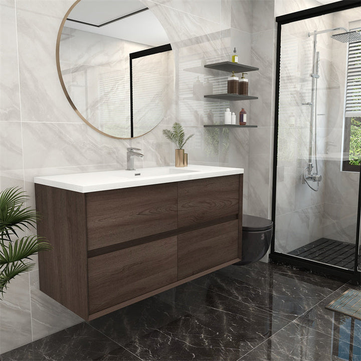 Pacifica Floating Vanity in Red Oak (24-84 inches)