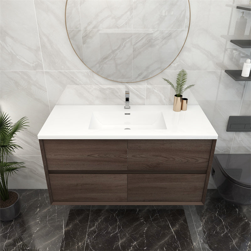 Pacifica Floating Vanity in Red Oak (24-84 inches)