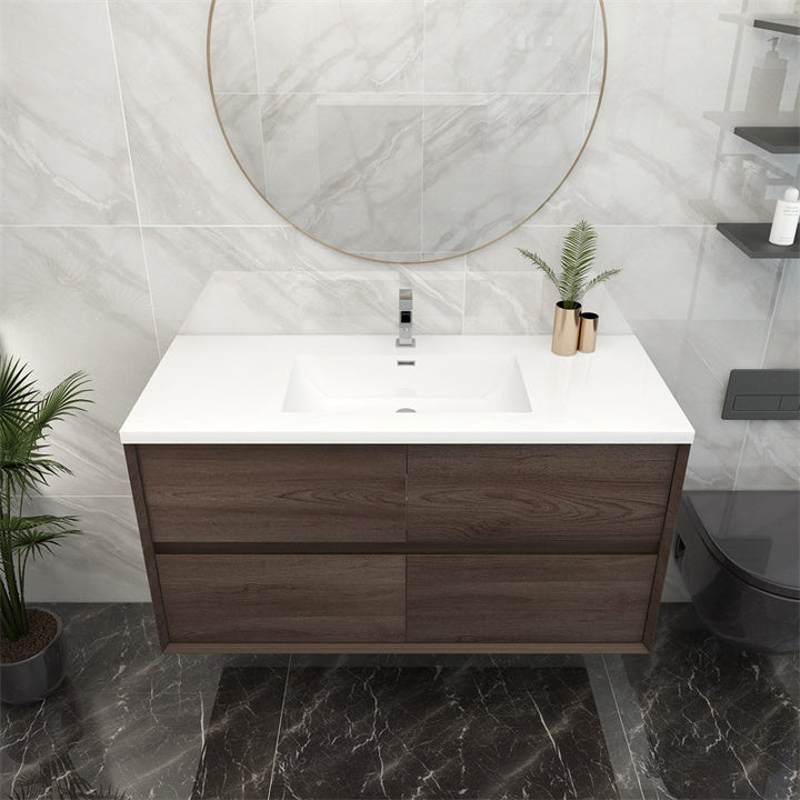 Pacifica Floating Vanity in Red Oak (24-84 inches)