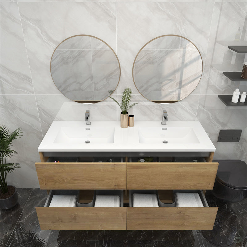 Pacifica Floating Vanity in White Oak (24-84 inches)