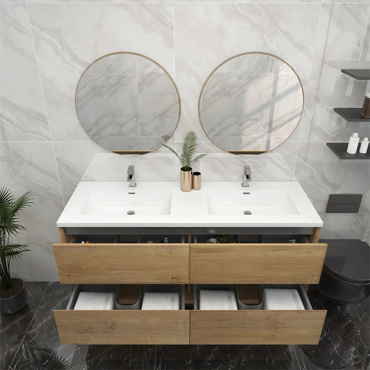 Pacifica Floating Vanity in White Oak (24-84 inches)