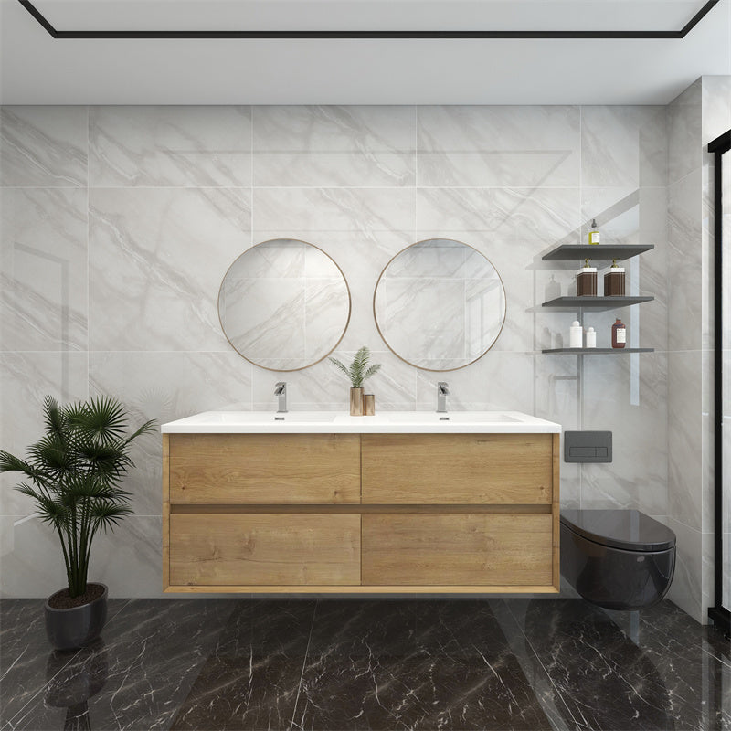Pacifica Floating Vanity in White Oak (24-84 inches)