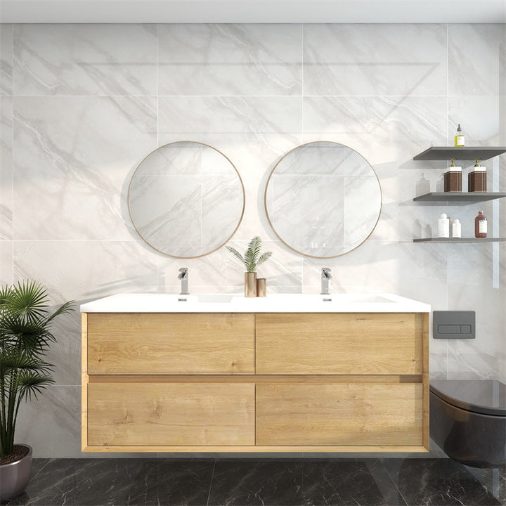 Pacifica Floating Vanity in White Oak (24-84 inches)