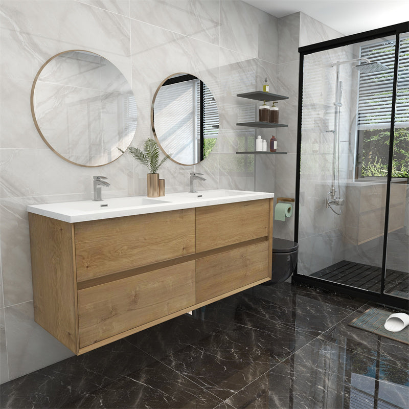 Pacifica Floating Vanity in White Oak (24-84 inches)