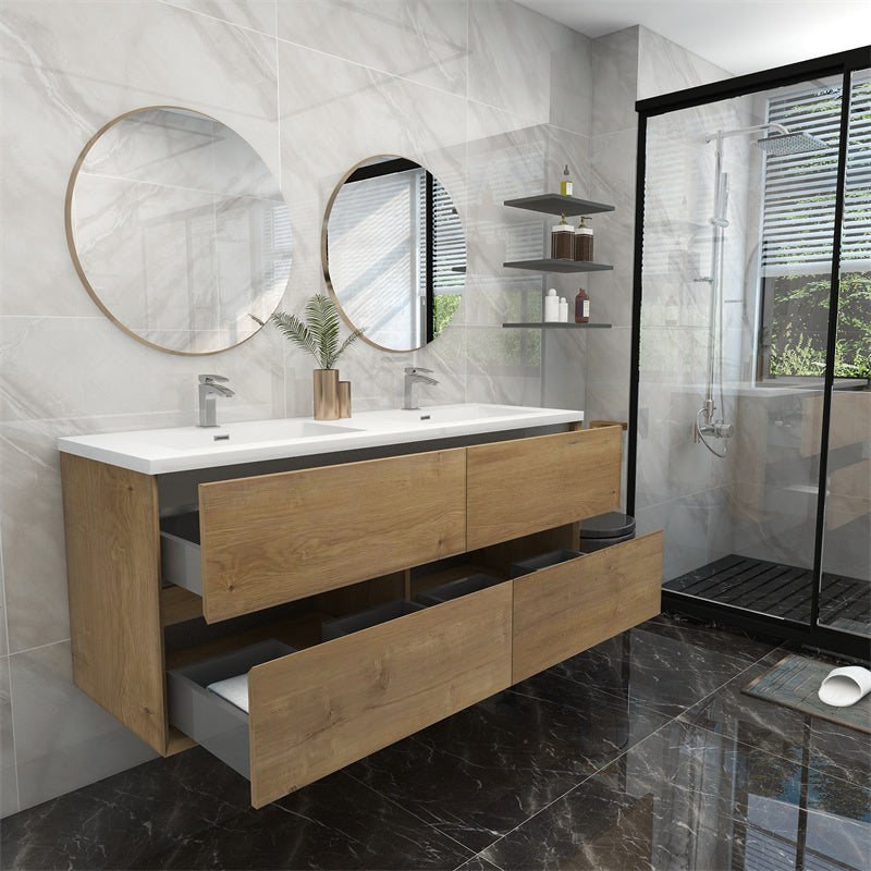 Pacifica Floating Vanity in White Oak (24-84 inches)
