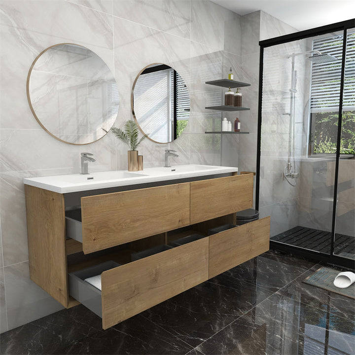 Pacifica Floating Vanity in White Oak (24-84 inches)