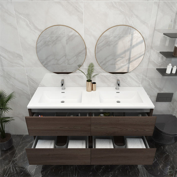 Pacifica Floating Vanity in Red Oak (24-84 inches)