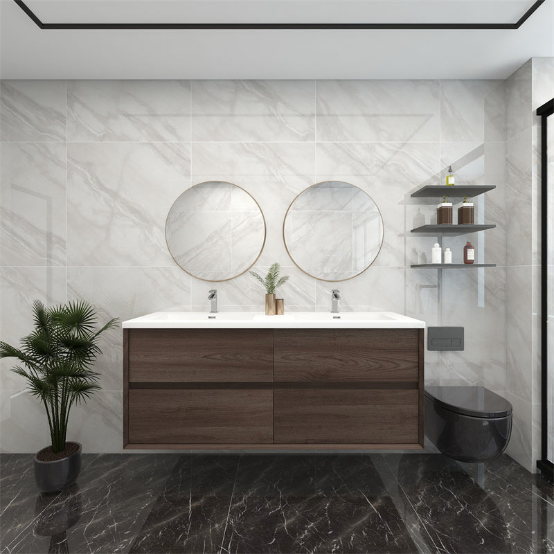 Pacifica Floating Vanity in Red Oak (24-84 inches)