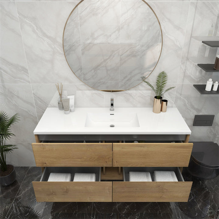 Pacifica Floating Vanity in White Oak (24-84 inches)
