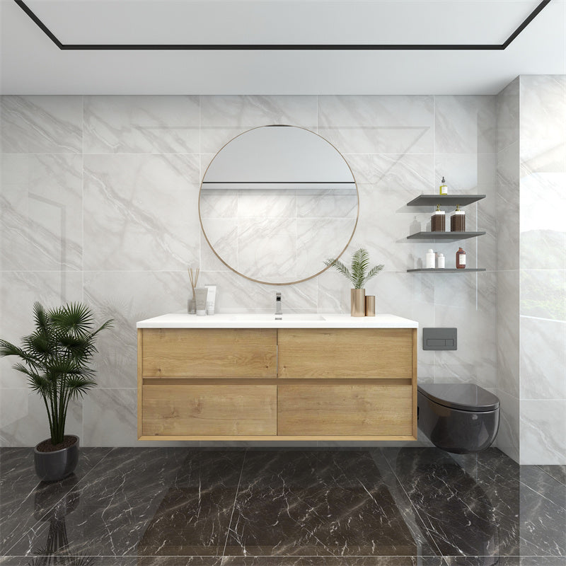 Pacifica Floating Vanity in White Oak (24-84 inches)