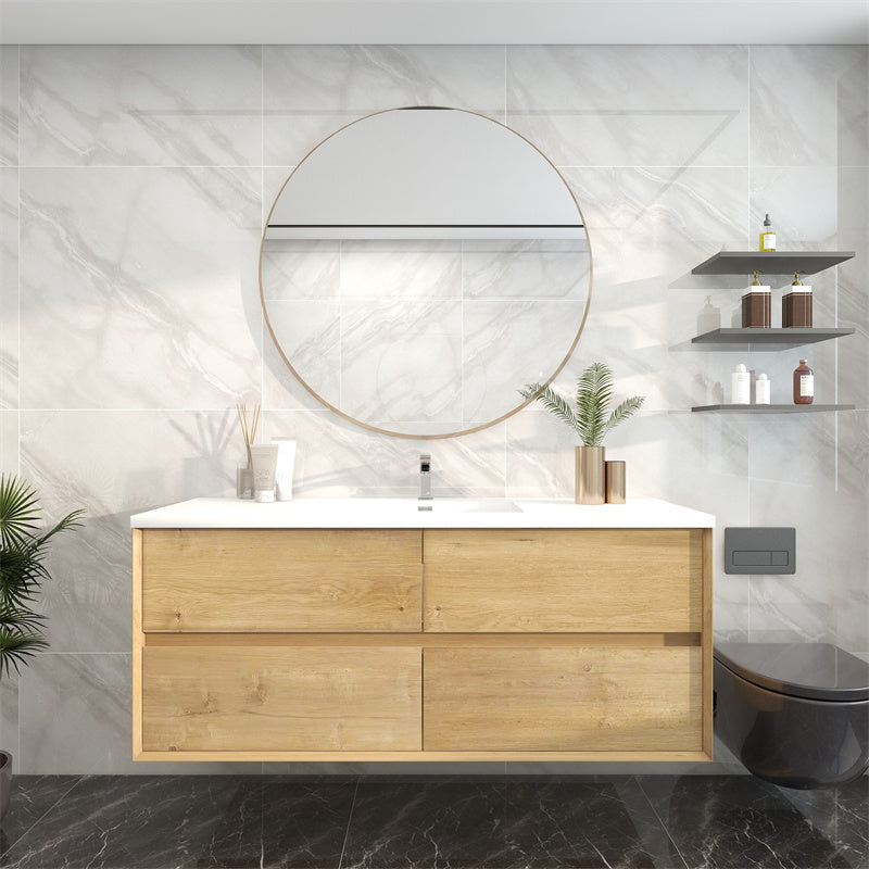 Pacifica Floating Vanity in White Oak (24-84 inches)