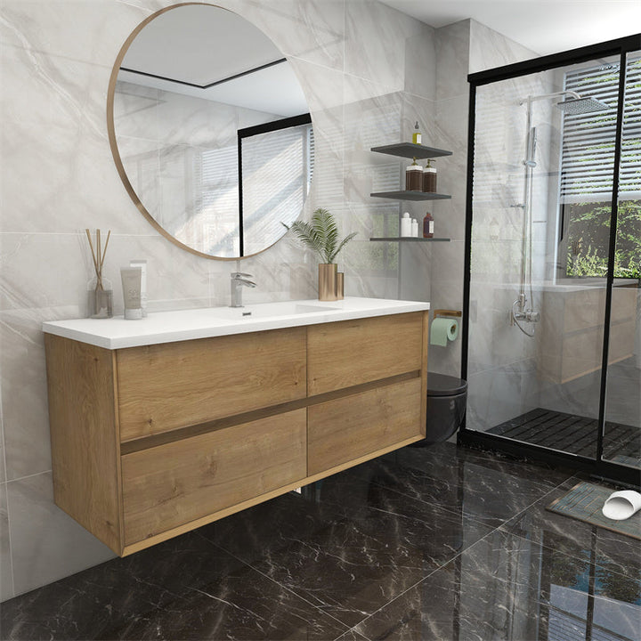 Pacifica Floating Vanity in White Oak (24-84 inches)