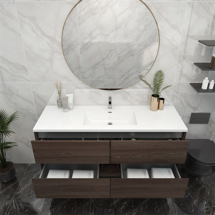 Pacifica Floating Vanity in Red Oak (24-84 inches)
