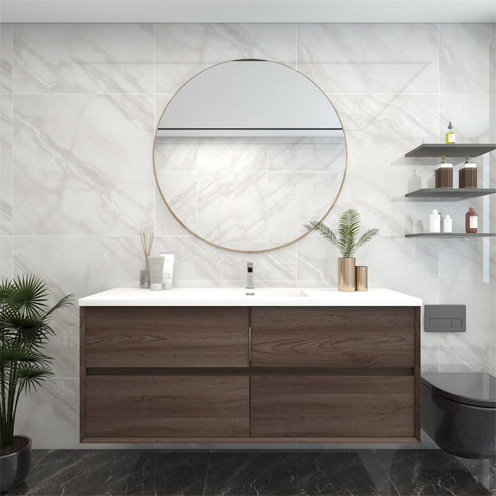Pacifica Floating Vanity in Red Oak (24-84 inches)