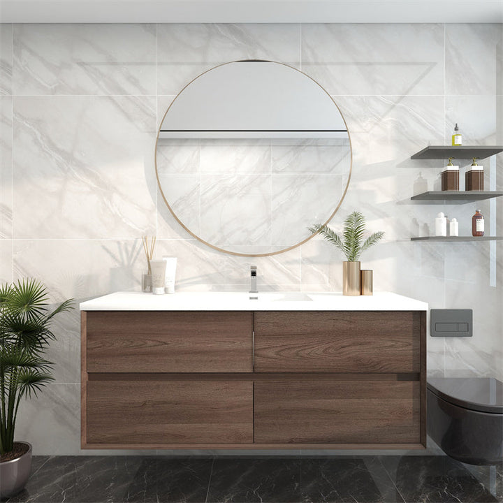 Pacifica Floating Vanity in Red Oak (24-84 inches)