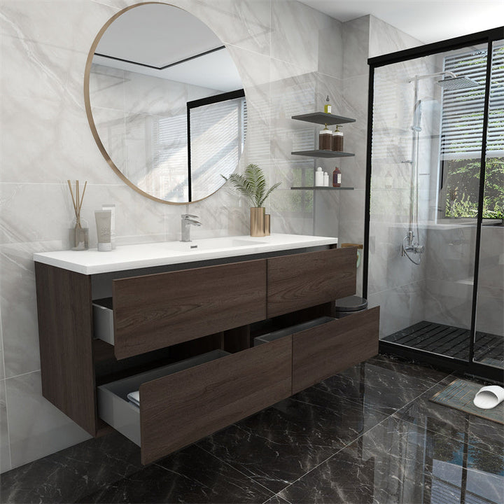 Pacifica Floating Vanity in Red Oak (24-84 inches)