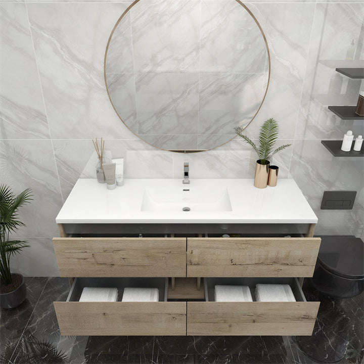 60" Single Sink Pacifica Floating Vanity in Light Oak