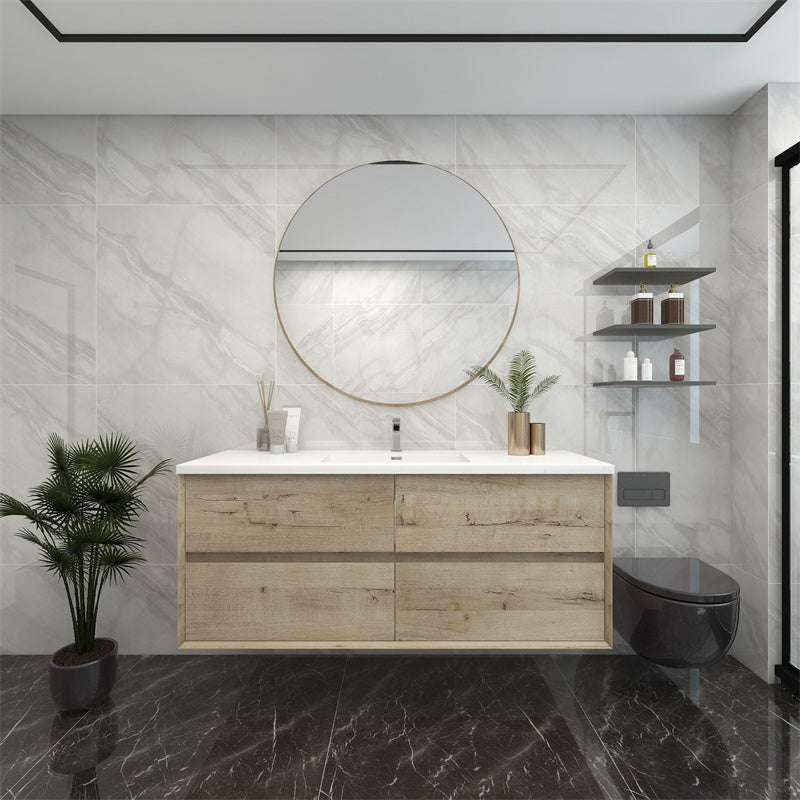 60" Single Sink Pacifica Floating Vanity in Light Oak