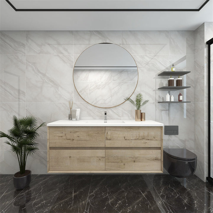 60" Single Sink Pacifica Floating Vanity in Light Oak