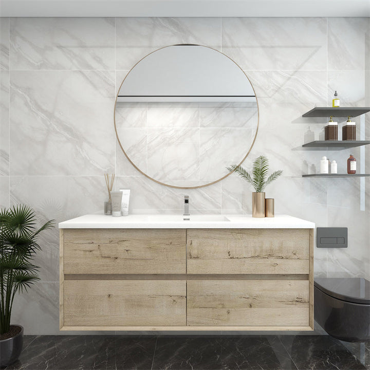 60" Single Sink Pacifica Floating Vanity in Light Oak