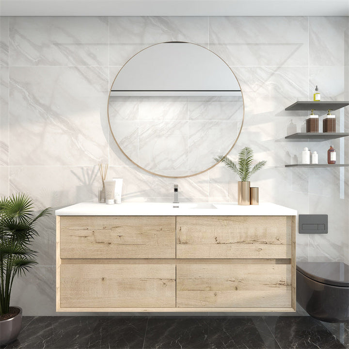 60" Single Sink Pacifica Floating Vanity in Light Oak