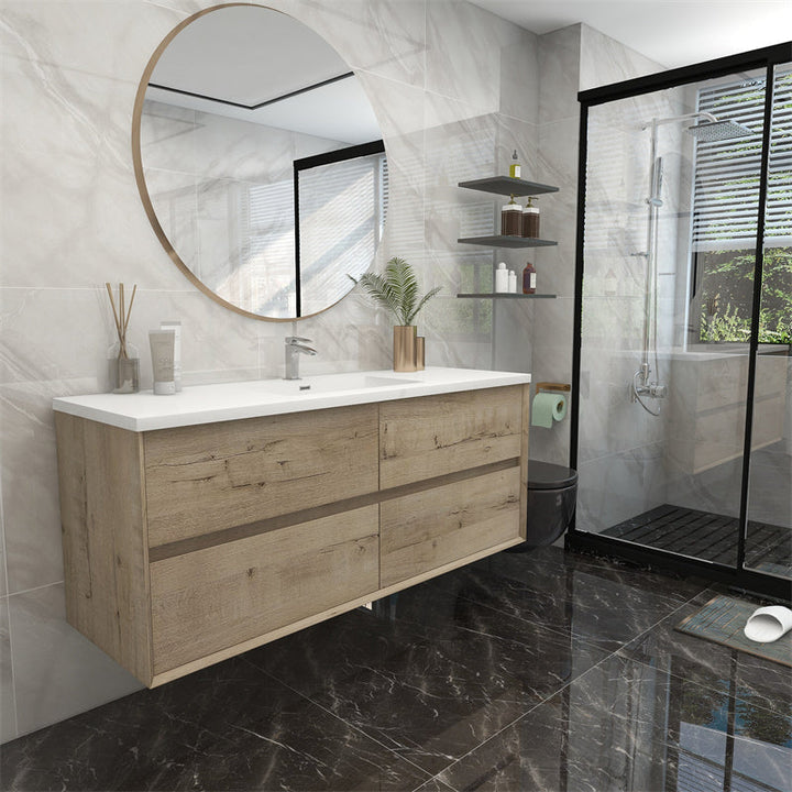 60" Single Sink Pacifica Floating Vanity in Light Oak