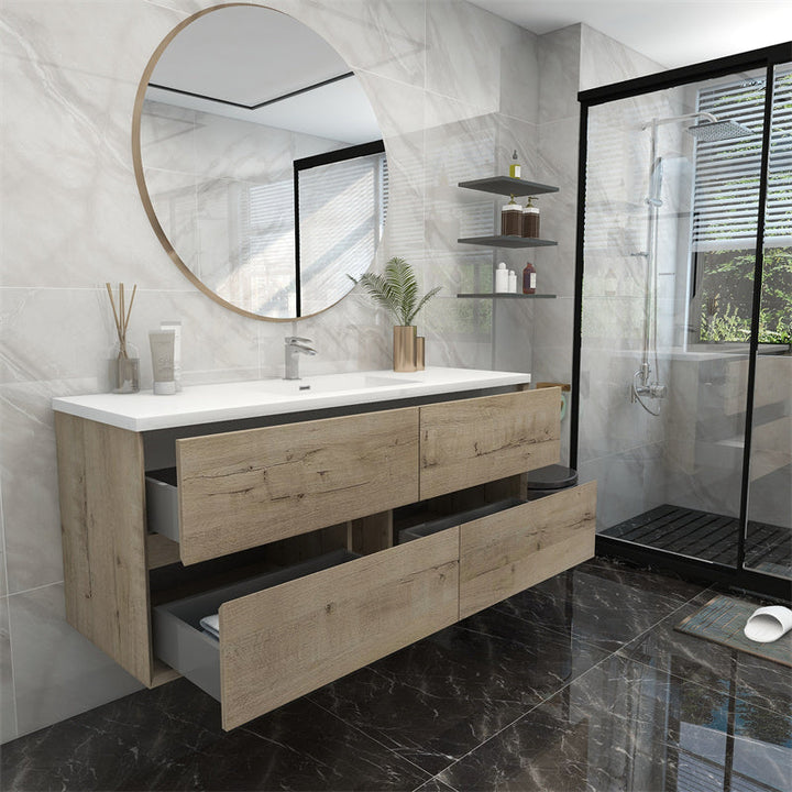 60" Single Sink Pacifica Floating Vanity in Light Oak
