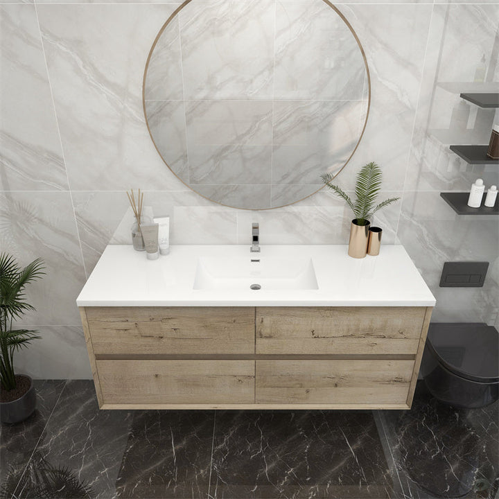 60" Single Sink Pacifica Floating Vanity in Light Oak