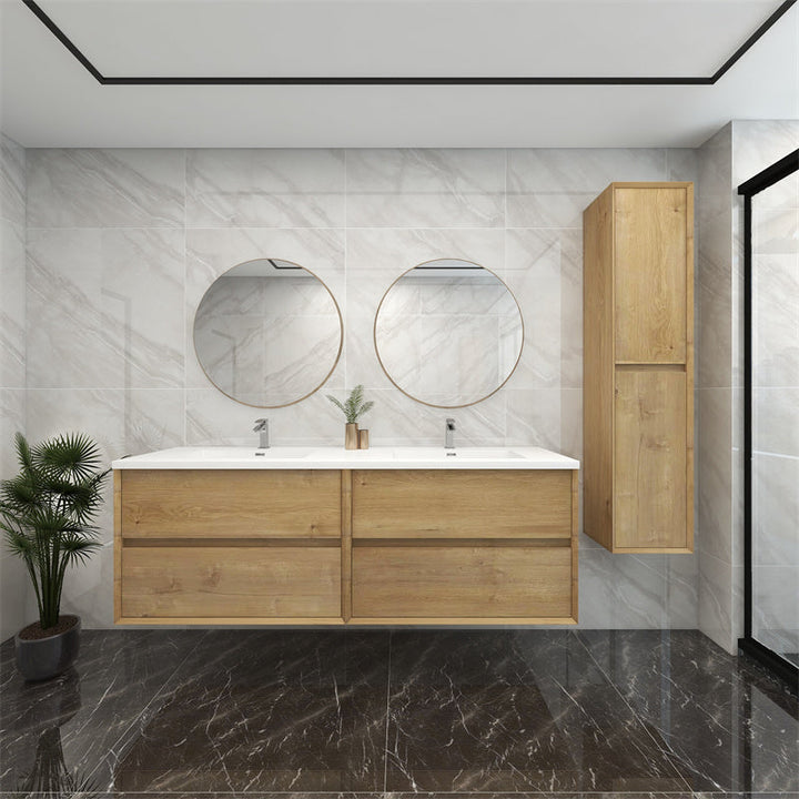 Pacifica Floating Vanity in White Oak (24-84 inches)