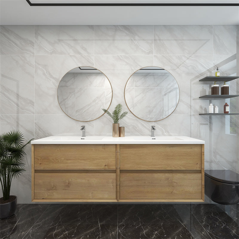 Pacifica Floating Vanity in White Oak (24-84 inches)