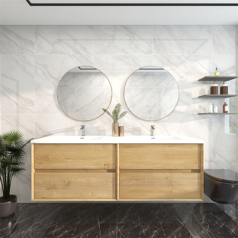 Pacifica Floating Vanity in White Oak (24-84 inches)