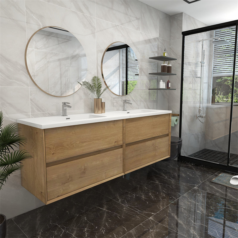 Pacifica Floating Vanity in White Oak (24-84 inches)