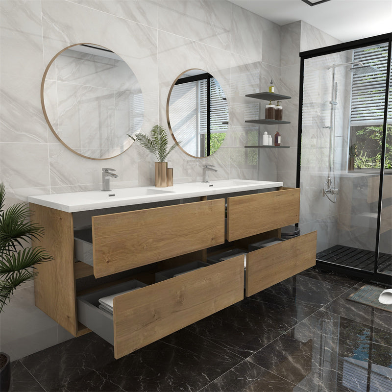 Pacifica Floating Vanity in White Oak (24-84 inches)