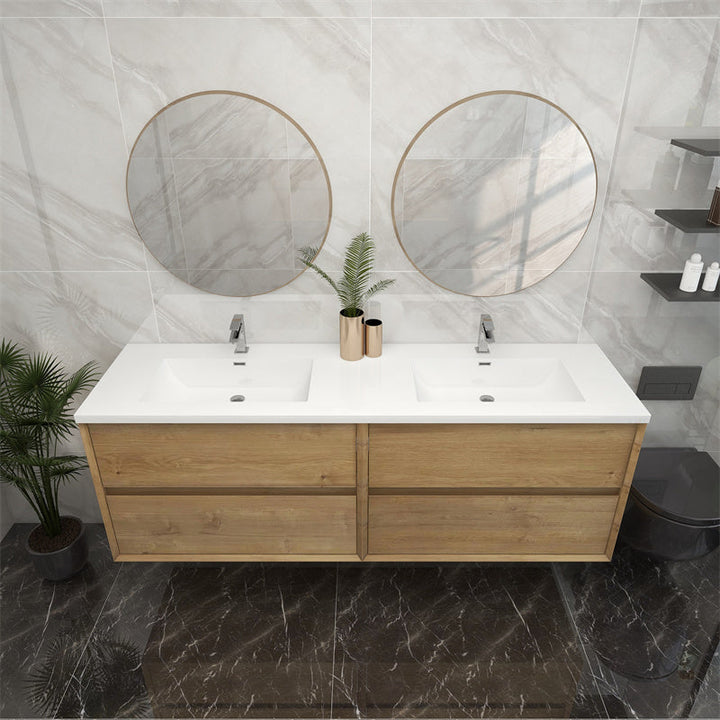 Pacifica Floating Vanity in White Oak (24-84 inches)