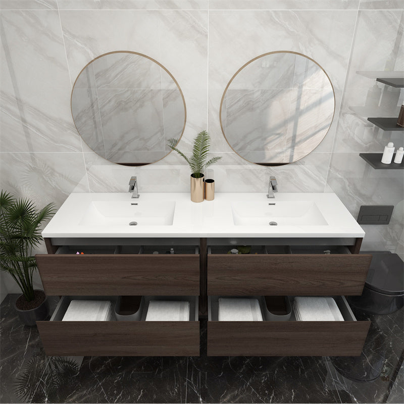 Pacifica Floating Vanity in Red Oak (24-84 inches)