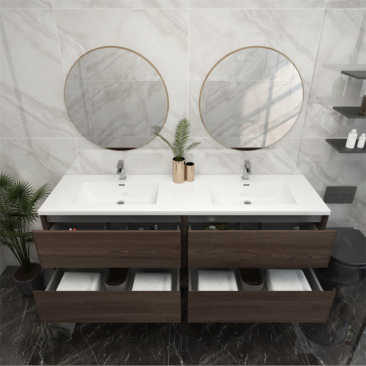 Pacifica Floating Vanity in Red Oak (24-84 inches)