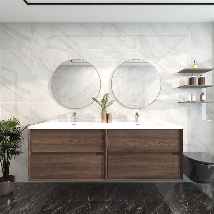 Pacifica Floating Vanity in Red Oak (24-84 inches)