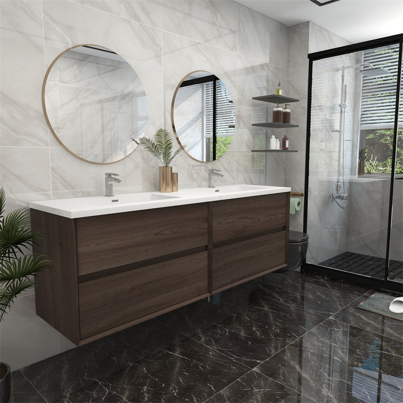 Pacifica Floating Vanity in Red Oak (24-84 inches)