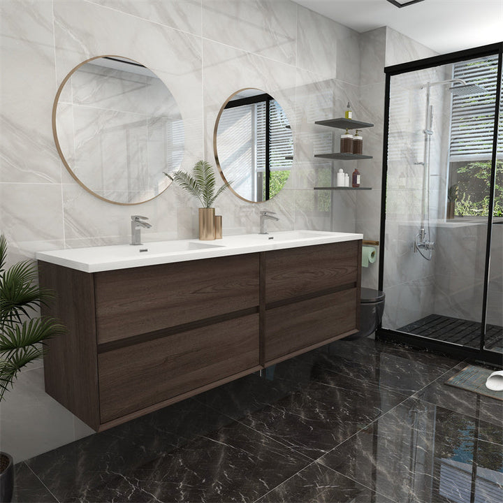 Pacifica Floating Vanity in Red Oak (24-84 inches)