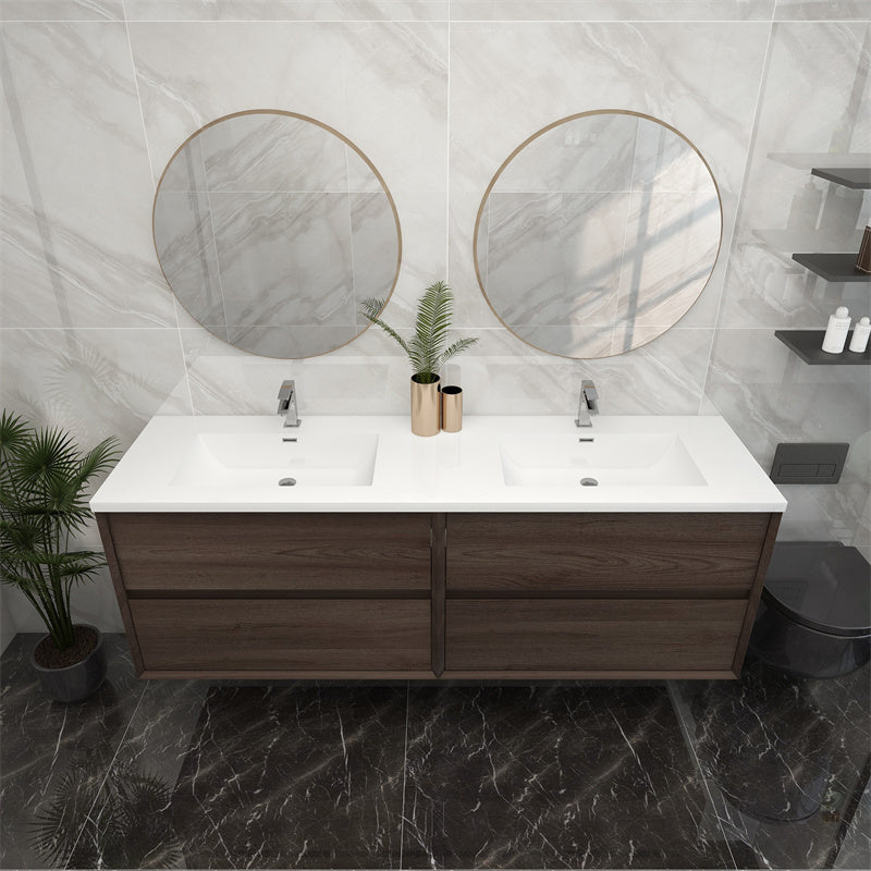 Pacifica Floating Vanity in Red Oak (24-84 inches)