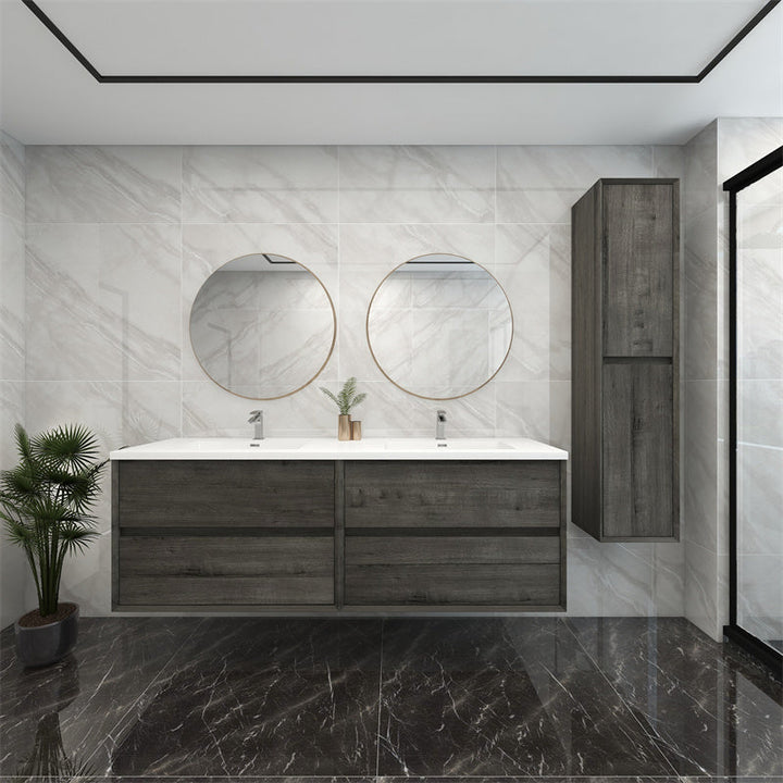 Pacifica Floating Vanity in Smoke Oak (24-84 inches)