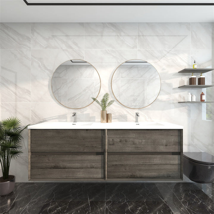 Pacifica Floating Vanity in Smoke Oak (24-84 inches)